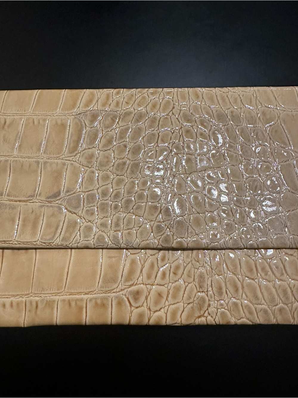 Saks Fifth Avenue Beige Crocodile-Embossed Leather Wristlet